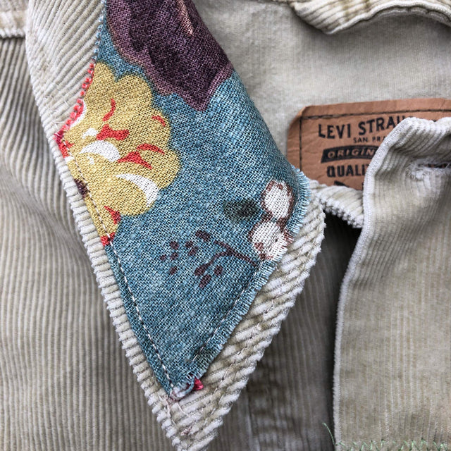 Levi corduroy jacket with floral patch on collar