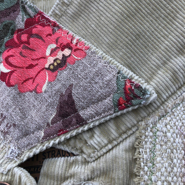 Gorgeous vintage floral fabric patch on jacket collar